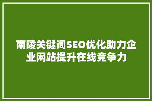 南陵关键词SEO优化助力企业网站提升在线竞争力