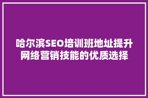 哈尔滨SEO培训班地址提升网络营销技能的优质选择
