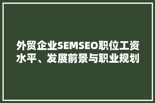 外贸企业SEMSEO职位工资水平、发展前景与职业规划