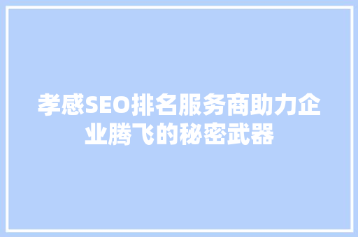 孝感SEO排名服务商助力企业腾飞的秘密武器