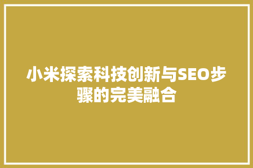 小米探索科技创新与SEO步骤的完美融合