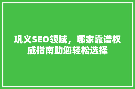 巩义SEO领域，哪家靠谱权威指南助您轻松选择