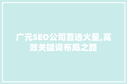 广元SEO公司首选火星,高效关键词布局之路