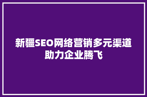 新疆SEO网络营销多元渠道助力企业腾飞