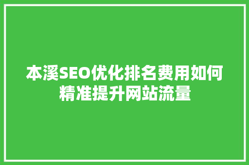 本溪SEO优化排名费用如何精准提升网站流量