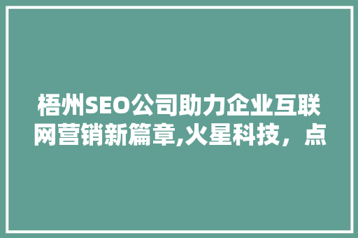 梧州SEO公司助力企业互联网营销新篇章,火星科技，点燃品牌增长引擎
