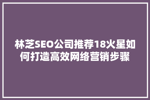 林芝SEO公司推荐18火星如何打造高效网络营销步骤