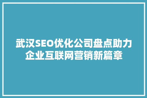 武汉SEO优化公司盘点助力企业互联网营销新篇章