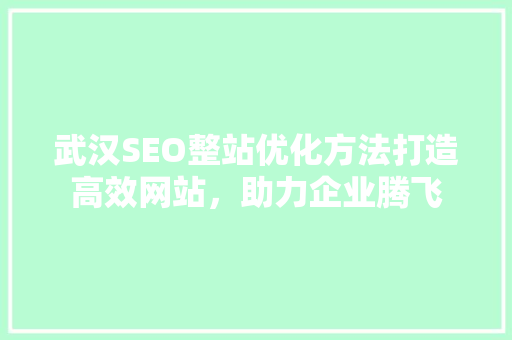 武汉SEO整站优化方法打造高效网站，助力企业腾飞