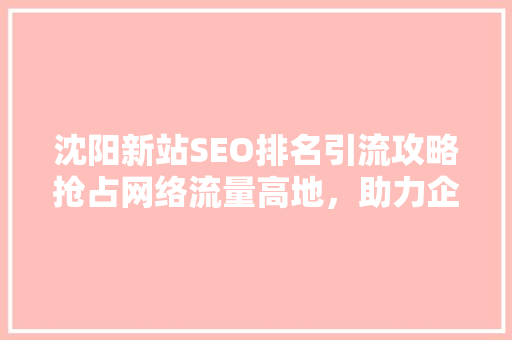 沈阳新站SEO排名引流攻略抢占网络流量高地，助力企业腾飞