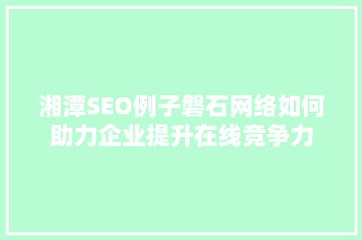 湘潭SEO例子磐石网络如何助力企业提升在线竞争力