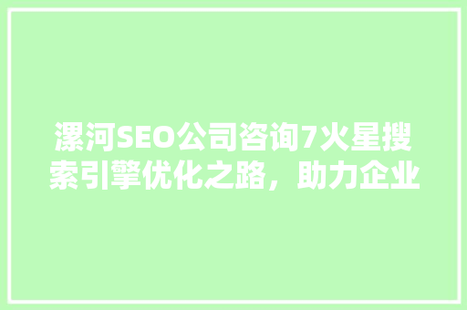 漯河SEO公司咨询7火星搜索引擎优化之路，助力企业腾飞