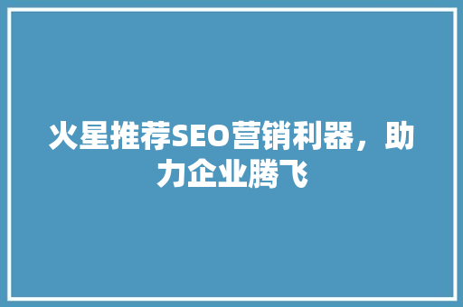 火星推荐SEO营销利器，助力企业腾飞