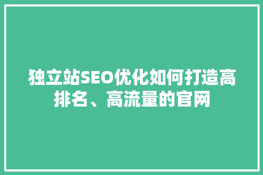 独立站SEO优化如何打造高排名、高流量的官网