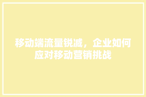 移动端流量锐减，企业如何应对移动营销挑战