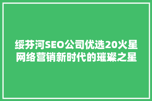 绥芬河SEO公司优选20火星网络营销新时代的璀璨之星