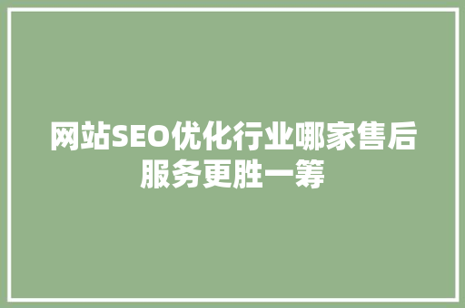 网站SEO优化行业哪家售后服务更胜一筹
