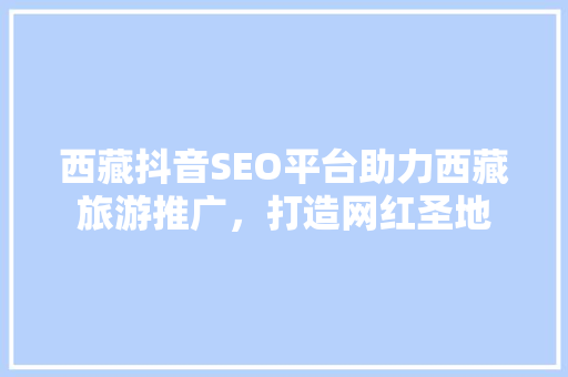 西藏抖音SEO平台助力西藏旅游推广，打造网红圣地