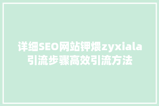 详细SEO网站钾煨zyxiala引流步骤高效引流方法