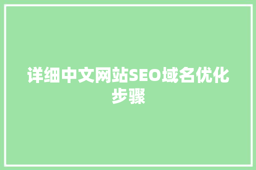 详细中文网站SEO域名优化步骤