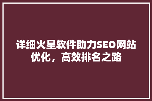 详细火星软件助力SEO网站优化，高效排名之路