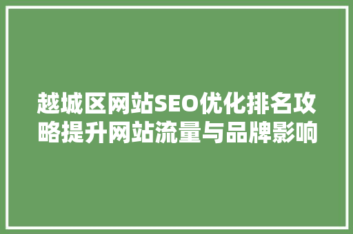 越城区网站SEO优化排名攻略提升网站流量与品牌影响力的方法
