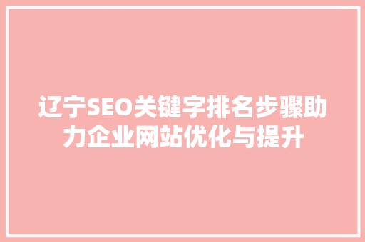 辽宁SEO关键字排名步骤助力企业网站优化与提升