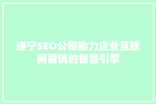 遂宁SEO公司助力企业互联网营销的智慧引擎