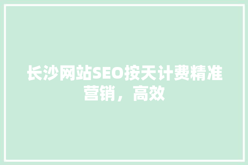 长沙网站SEO按天计费精准营销，高效