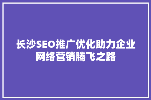 长沙SEO推广优化助力企业网络营销腾飞之路