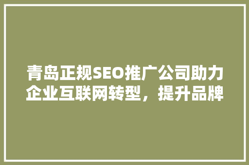 青岛正规SEO推广公司助力企业互联网转型，提升品牌影响力