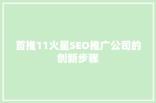 首推11火星SEO推广公司的创新步骤