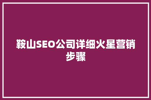 鞍山SEO公司详细火星营销步骤