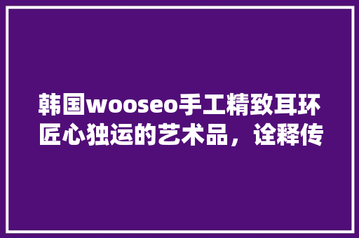 韩国wooseo手工精致耳环匠心独运的艺术品，诠释传统与现代的完美交融