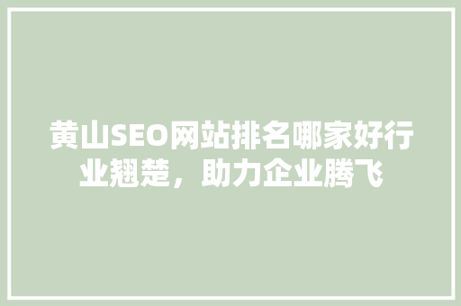 黄山SEO网站排名哪家好行业翘楚，助力企业腾飞