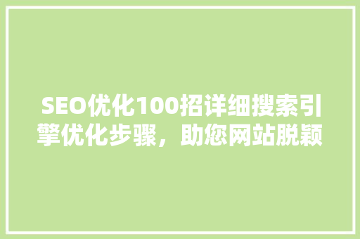 SEO优化100招详细搜索引擎优化步骤，助您网站脱颖而出
