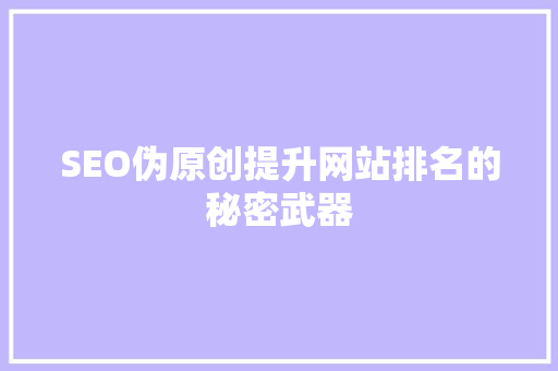 SEO伪原创提升网站排名的秘密武器