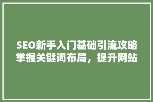 SEO新手入门基础引流攻略掌握关键词布局，提升网站流量