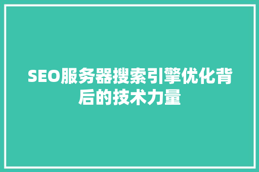 SEO服务器搜索引擎优化背后的技术力量