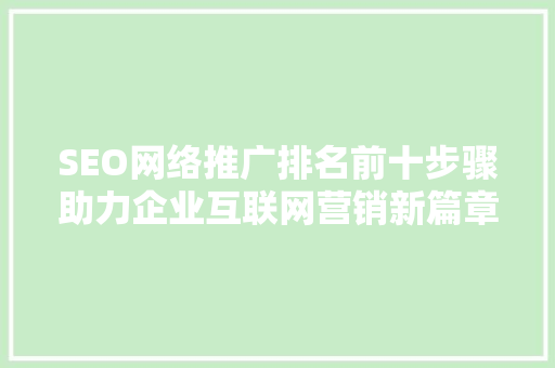 SEO网络推广排名前十步骤助力企业互联网营销新篇章