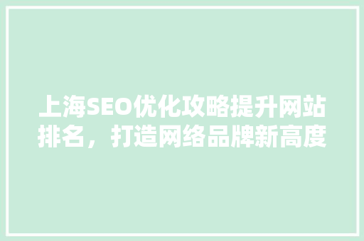 上海SEO优化攻略提升网站排名，打造网络品牌新高度