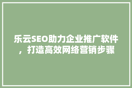 乐云SEO助力企业推广软件，打造高效网络营销步骤