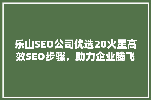 乐山SEO公司优选20火星高效SEO步骤，助力企业腾飞