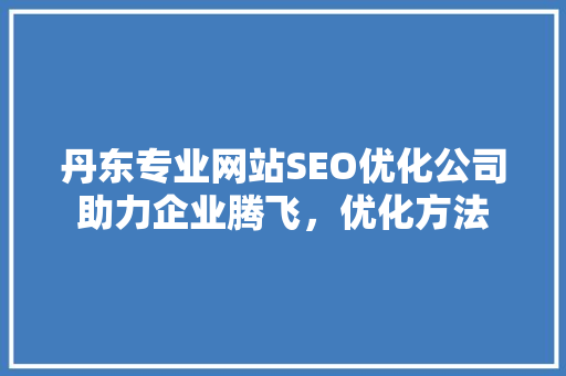 丹东专业网站SEO优化公司助力企业腾飞，优化方法