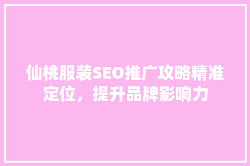仙桃服装SEO推广攻略精准定位，提升品牌影响力