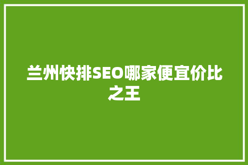 兰州快排SEO哪家便宜价比之王