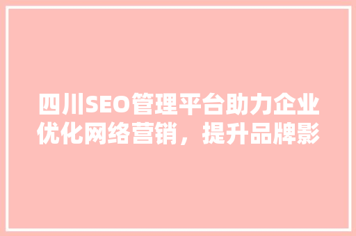 四川SEO管理平台助力企业优化网络营销，提升品牌影响力