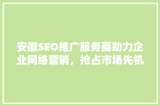 安徽SEO推广服务商助力企业网络营销，抢占市场先机