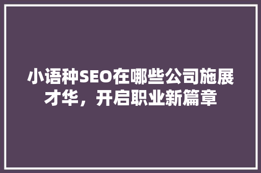 小语种SEO在哪些公司施展才华，开启职业新篇章