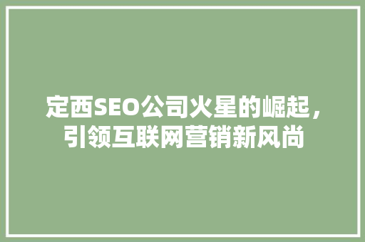 定西SEO公司火星的崛起，引领互联网营销新风尚